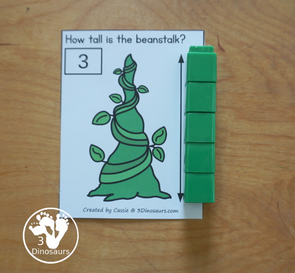 Free Measure the Beanstalk with Jack and the Beanstalk - a fun measuring activity with the beanstalk plus it has a recording sheet and a measuring tool you can use with kids. - 3Dinosaurs.com