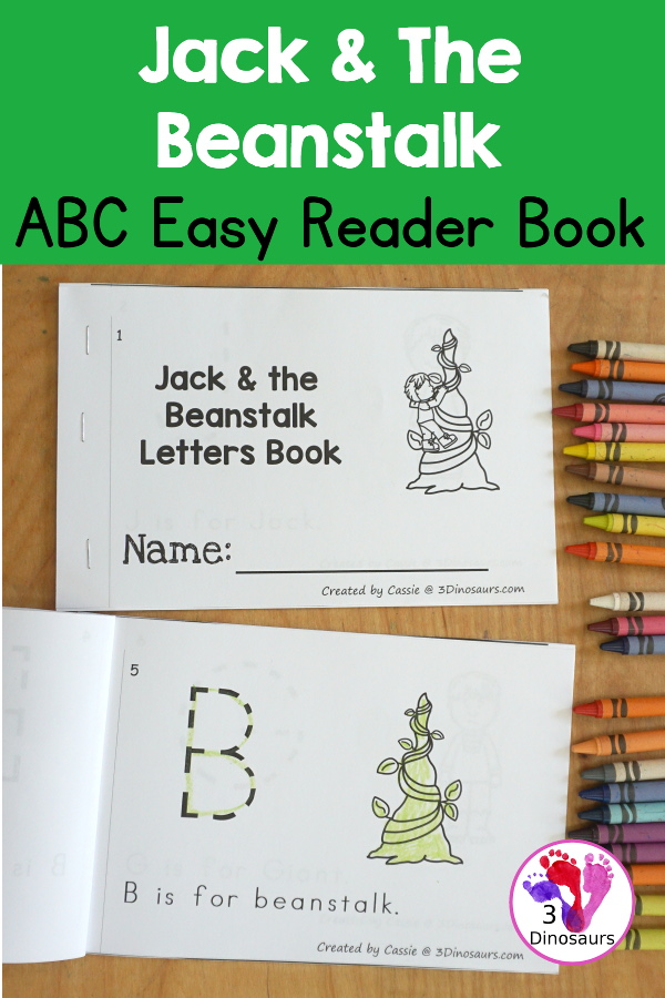 Free Jack & the Beanstalk ABC Easy Reader Book - You have uppercase letters for kids to trace with different themes from the Jack and the Beanstalk. You also have a simple sentence to read - 3Dinosaurs.com