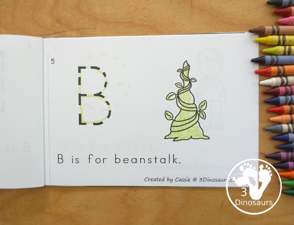 Free Jack & the Beanstalk ABC Easy Reader Book - You have uppercase letters for kids to trace with different themes from the Jack and the Beanstalk. You also have a simple sentence to read - 3Dinosaurs.com