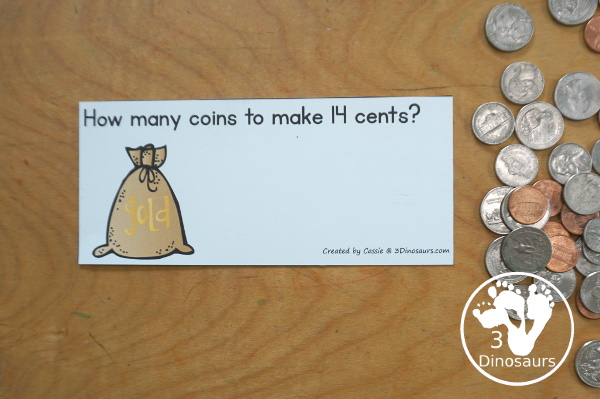 Free Jack and the Beanstalk Counting Coins Printable - has 6 task cards for counting coins up to a number and then a recording worksheet. This can be used with Jack and the Beanstalk and without it. - 3Dinosaurs.com