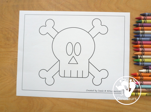 Free Pirate Flag Fine Motor Mat Printables - you have 6 fine motor mats with a pirate flag. You have two tracing pirate flag printables, two pirate flag template printables, and two pirate flag dot markers printables. 3Dinosaurs.com