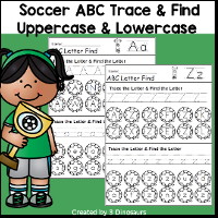 Soccer ABC Letter Find for Uppercase & Lowercases Letters Printable