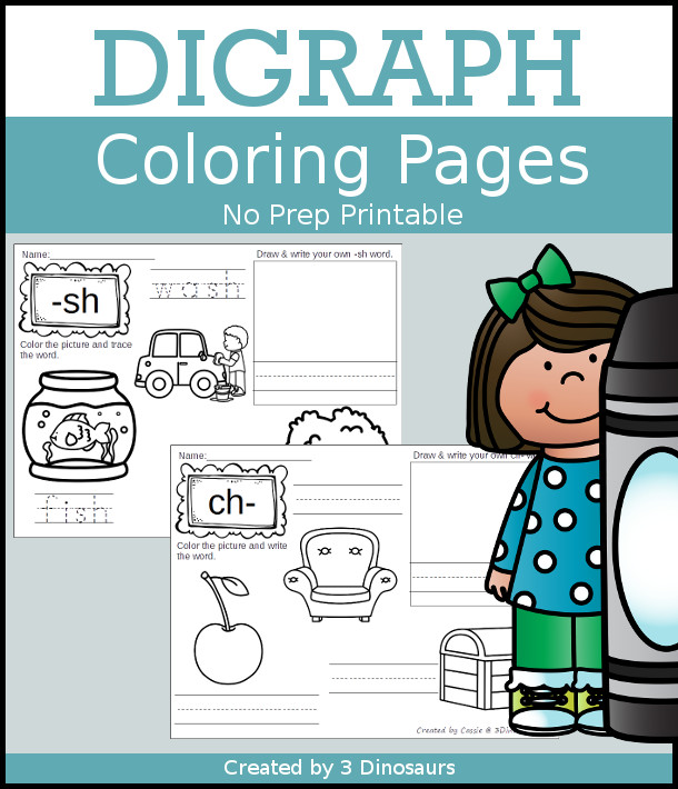 Digraph Coloring Pages have the folowing digraphs: ch-, -ch, -ck, -gh, gh-, kn, -ng, ph-, qu-, sh-, -sh, th-, -th, wh-, wr- $ - 3Dinosaurs.com