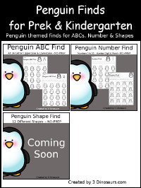 Penguin Finds for ABCs, Numbers & Shapes Bundle $3 Sale