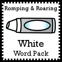 Free Romping & Roaring Color White Word Pack - 8 pages of activities - 3Dinosaurs.com