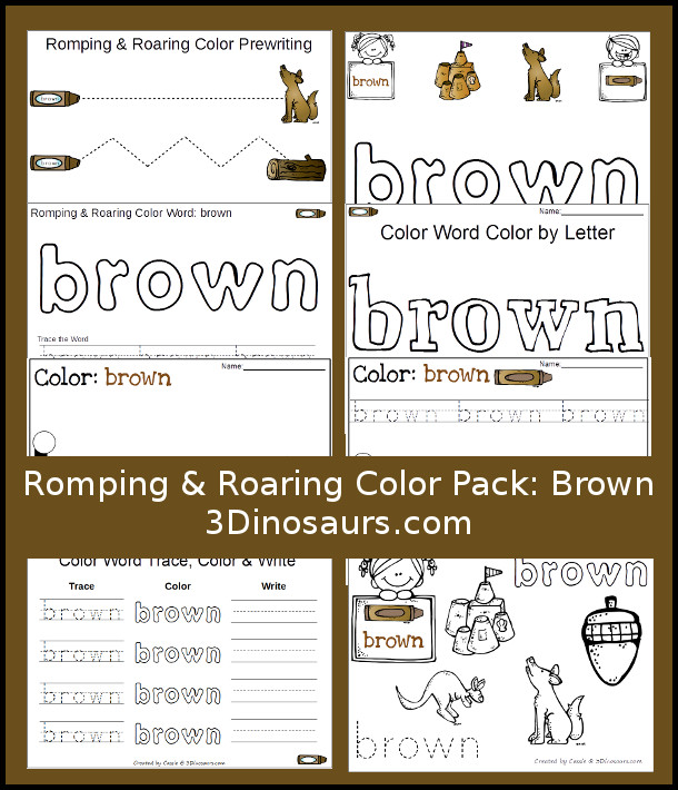 Free Romping & Roaring Color Pack Brown - 3Dinosaurs.com