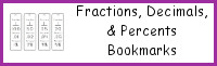 Fractions, Decimals, and Percents Bookmarks