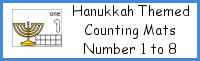 Hanukkah Counting Mats Number 1 to 8