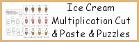 Ice Cream Multiplication Cut & Paste & Puzzles