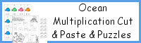 Ocean Multiplication Cut & Paste & Puzzles