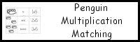 Penguin Multiplication by 5s Matching Cards