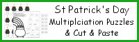 St. Patrick's Day Multiplication Cut & Paste & Puzzles