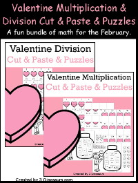 Valentine Multiplication & Division Cut & Paste & Puzzle Bundle