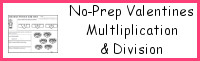 No-Prep Valentines Themed Multiplication & Division