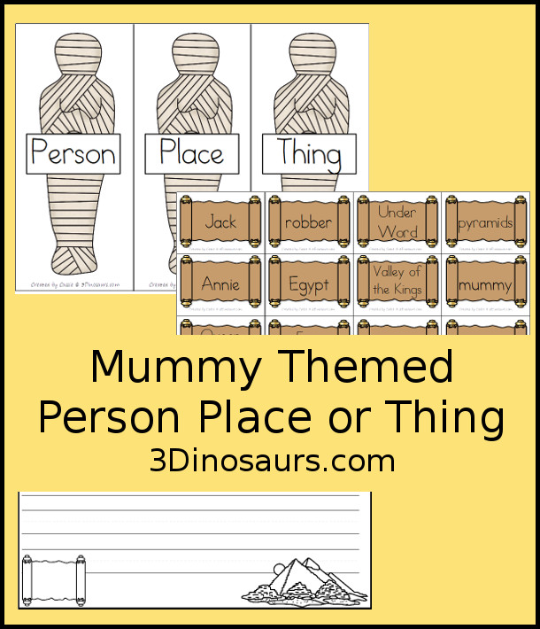 Free Mummy Person, Place or Thing - a fun sorting activity to go with the book Mummy in the Morning a Magic Tree House Book - 3Dinosaurs.com