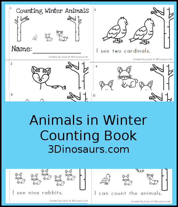 FREE Animals In Winter Easy Reader number counting book with numbers 1 to 10 - 3Dinosaurs.com