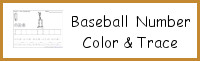 Baseball Themed Number Color & Trace