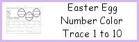 Easter Egg Number Color and Trace 1 to 10 Printables