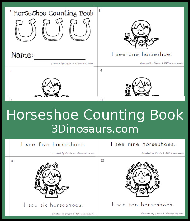 Free Horseshoe Counting Book - numbers 0 to 10 - 3Dinosaurs.com