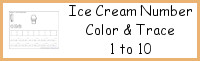 Ice Cream Number Color and Trace 1 to 10