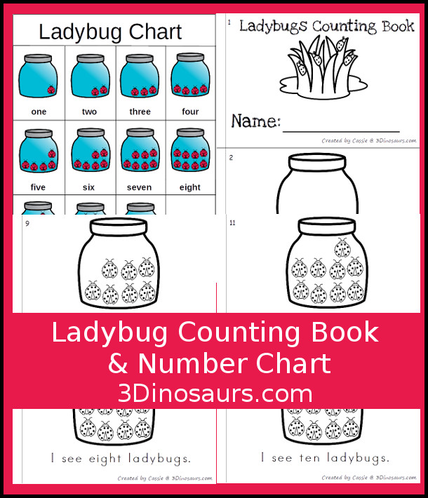 FREE Ladybug Easy reader number book with matching number chart - 3Dinosaurs.com