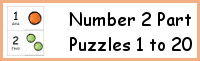 Number 2 Piece Puzzles 1 to 20