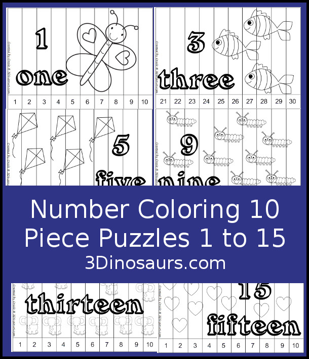 Missing Numbers 1 to 15 - 3Dinosaurs.com