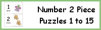 Number 2 Piece Puzzles 1 to 15