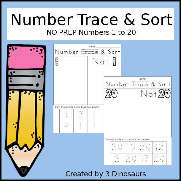 Number Trace & Sort: work on tracing and sorting their numbers in this easy no prep printable $ - 3Dinosaurs.com