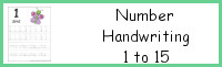 Number Handwriting Printable 1 to 15