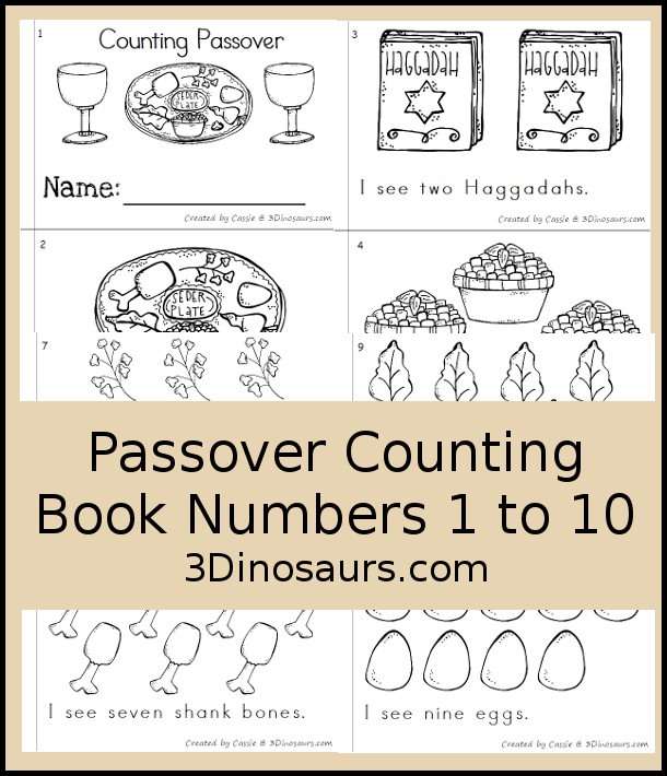 Free Passover Counting Easy Reader Book 1 to 10 - with different parts of the Seder for kids to count and learn numbers with parts of the Seder. - 3Dinosaurs.com