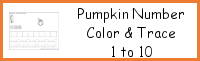 Pumpkin Number Color and Trace 1 to 10