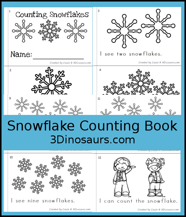 FREE Snowflake Easy Reader number counting book with numbers 1 to 10 - 3Dinosaurs.com