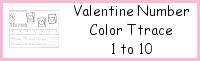 Valentines Number Color & Trace 1 to 10