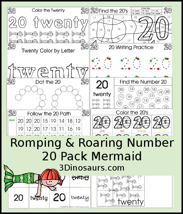 Romping & Roaring Number 20 Set 2: Mermaid - 3Dinosaurs.com