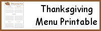 Thanksgiving Menu Printable