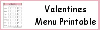 Valentines Themed Menu Printable