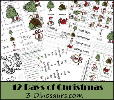 Free 12 Days of Christmas Printables - 3Dinosaurs.com