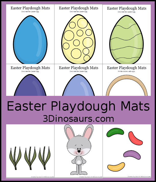 Free Easter Playdough Mats Printable - with 10 easter themed playdough mats for kids to use to work on fine motor skills - 3Dinosaurs.com