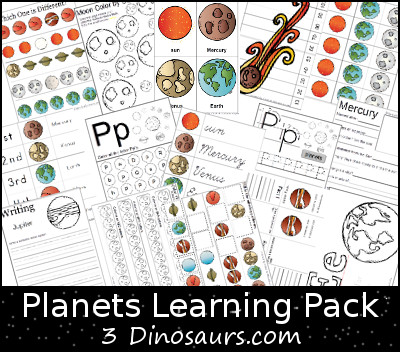 Free Planet Learning Pack - over 90 pages of learning about the planets - 3Dinosaurs.com