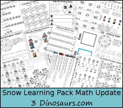 Free Snow Learning Pack Update: Math Activities - 3Dinosaurs.com