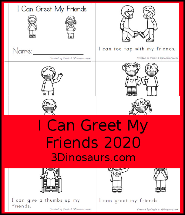 Free I can greet my Friends Easy Read Book for BTS 2020 - an 8 page or 8 page easy reader book that kids can use to learn about greeting friends. - 3Dinosaurs.com