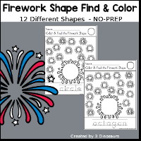 Firework Color the Shape & Find the Shape