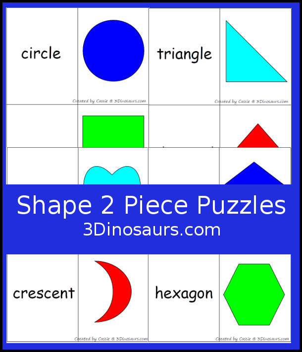 Shape 2 Piece Puzzles  - 3Dinosaurs.com