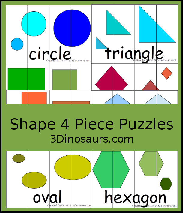Shape 4 Piece Puzzles  - 3Dinosaurs.com
