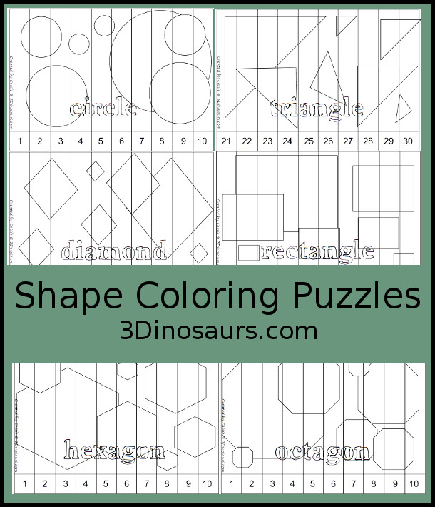 Shape Coloring Puzzles - 3Dinosaurs.com