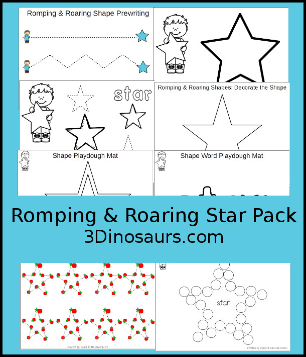 Free Romping & Roaring Star Pack - 10 pages of activities - 3Dinosaurs.com