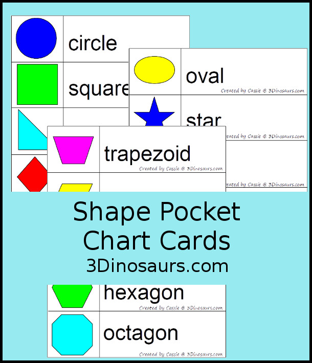 Shape Pocket Chart Cards  - 3Dinosaurs.com