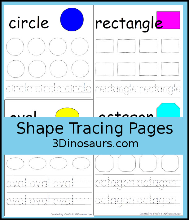 Shape Tracing Pages- 3Dinosaurs.com