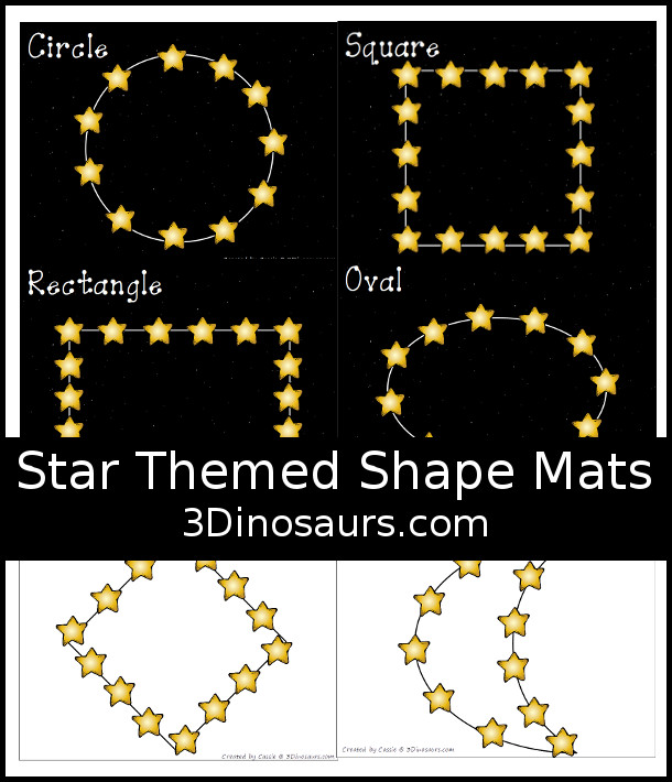 Free Star Themed Shape Playdough Mat - 10 fun shape mats with a stars that is great for a space themed shape center  - 3Dinosaurs.com